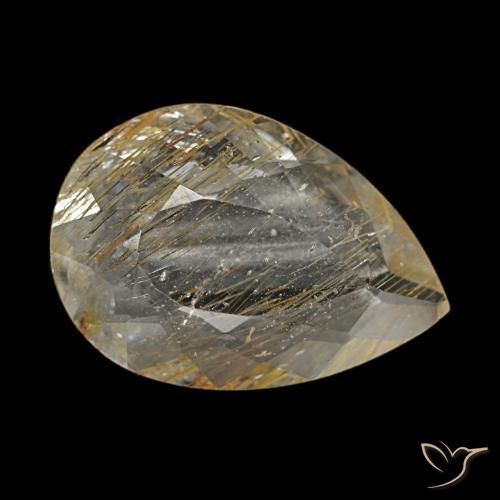 Topaze rutilée jaune naturelle en forme de poire, 2,67 ct, transparent