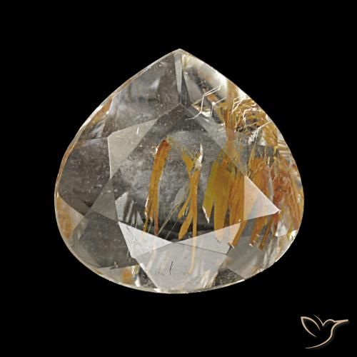 Topaze rutilée jaune de 1,13 ct, en forme de poire, transparent