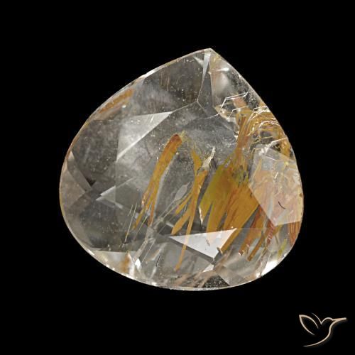 Topaze rutilée jaune naturelle en forme de poire, 1,13 ct, transparent