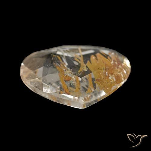 Topaze rutilée jaune naturelle en forme de poire, 1,13 ct, transparent