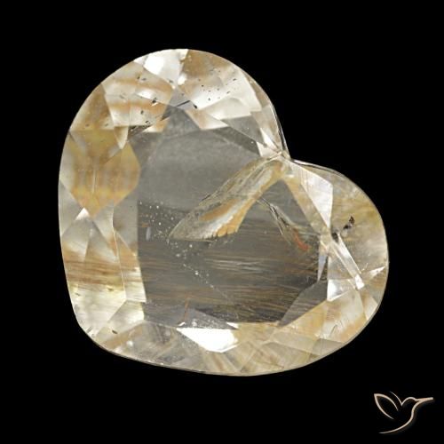 Topaze rutilée jaune naturelle forme de coeur, 4,79 ct, transparent