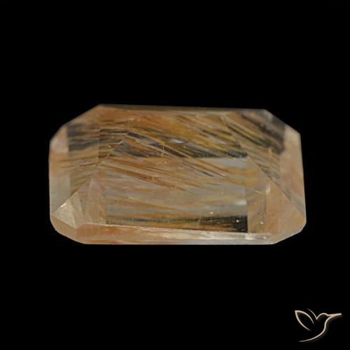 Topaze rutilée jaune naturelle taille émeraude, 2,61 ct, transparent