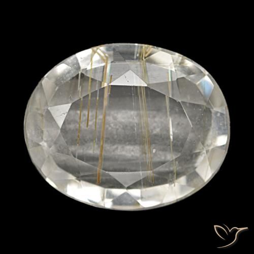 Topaze rutilée jaune de 4,13 ct, ovale, transparent