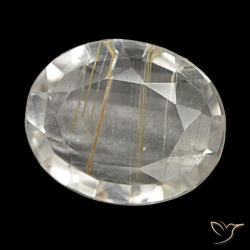 Topaze rutilée jaune naturelle coupe ovale, 4,13 ct, transparent
