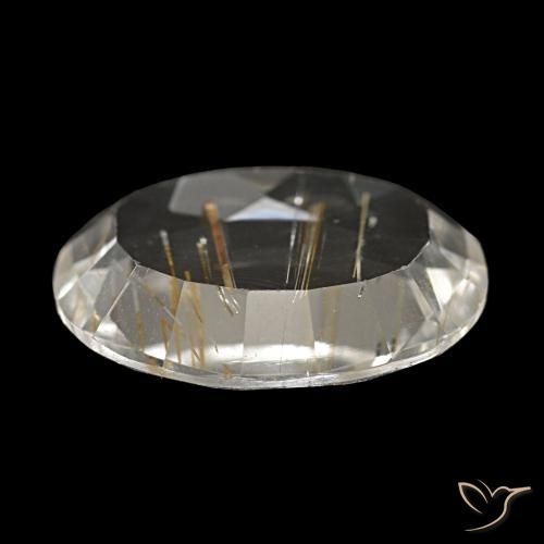 Topaze rutilée jaune naturelle coupe ovale, 4,13 ct, transparent