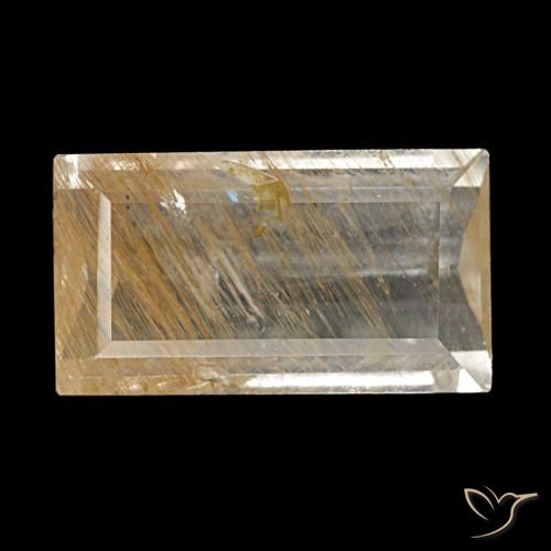 Topaze rutilée jaune naturelle baguette, 3,10 ct, transparent
