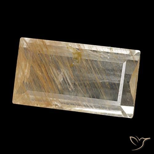 Topaze rutilée jaune naturelle baguette, 3,10 ct, transparent
