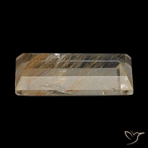 Topaze rutilée jaune naturelle baguette, 3,10 ct, transparent