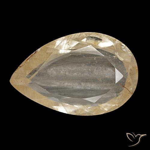 Topaze rutilée jaune naturelle en forme de poire, 4,65 ct, transparent