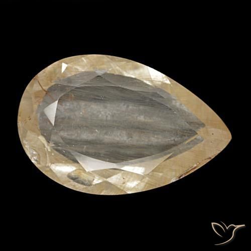 Topaze rutilée jaune naturelle en forme de poire, 4,65 ct, transparent