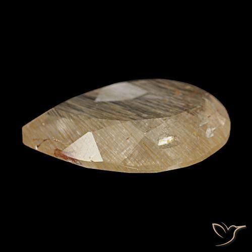 Topaze rutilée jaune naturelle en forme de poire, 4,65 ct, transparent