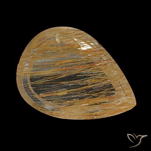 Topaze rutilée marron naturelle en forme de poire, 2,90 ct, transparent