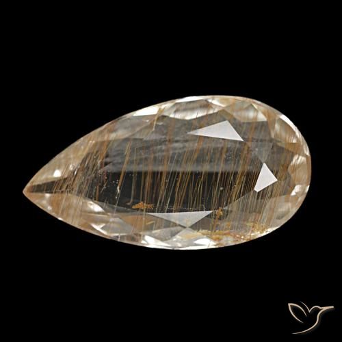 Topaze rutilée marron naturelle en forme de poire, 3,56 ct, transparent