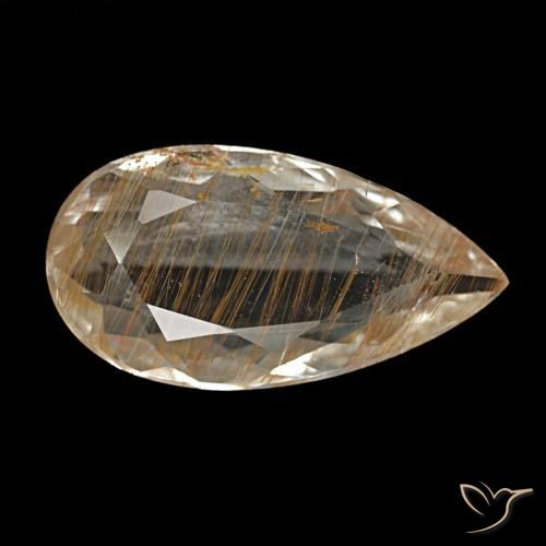Topaze rutilée marron naturelle en forme de poire, 3,56 ct, transparent