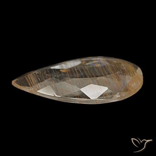 Topaze rutilée marron naturelle en forme de poire, 3,56 ct, transparent