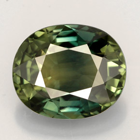Saphir vert naturelle coupe ovale, 4,55 ct, VS-SI