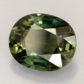 Saphir vert naturelle coupe ovale, 4,55 ct, VS-SI