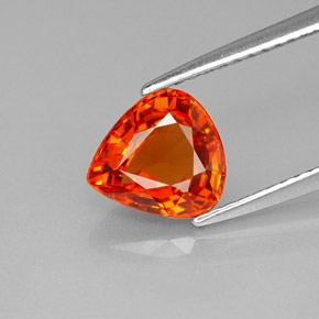 Saphir orange naturelle en forme de poire, 2,12 ct, VVS-VS
