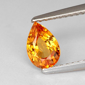 Saphir orange naturelle en forme de poire, 1,02 ct, VVS