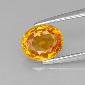Saphir orange naturelle coupe ovale, 1,41 ct, VS