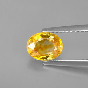 Saphir jaune naturelle coupe ovale, 1,33 ct, VVS-VS