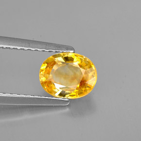 Saphir jaune naturelle coupe ovale, 1,33 ct, VVS-VS