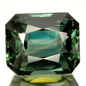 Saphir vert naturelle taille émeraude, 3,03 ct, VS