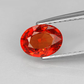 Saphir orange naturelle coupe ovale, 1,24 ct, VS