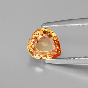 Saphir orange naturelle forme de coeur, 1,35 ct, VVS-VS