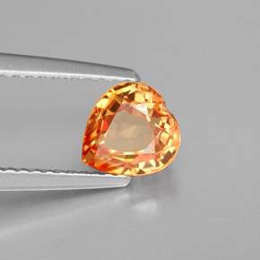 Saphir orange naturelle forme de coeur, 1,35 ct, VVS-VS