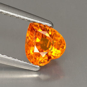Saphir orange naturelle forme de coeur, 1,16 ct, VS-SI