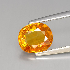 Saphir jaune naturelle coupe ovale, 1,96 ct, VS