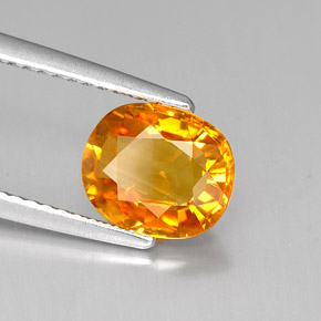 Saphir jaune naturelle coupe ovale, 1,96 ct, VS