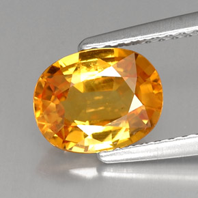 Saphir jaune naturelle coupe ovale, 1,80 ct, VS-SI