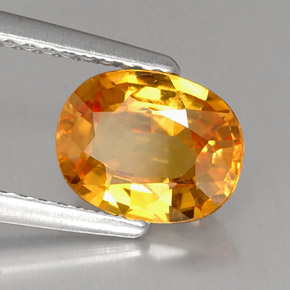Saphir jaune naturelle coupe ovale, 1,80 ct, VS-SI