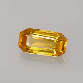 Saphir jaune naturelle taille émeraude, 1,23 ct, VVS-VS