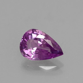 Saphir violet naturelle en forme de poire, 0,54 ct, VVS