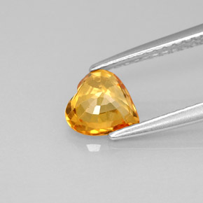 Saphir jaune naturelle forme de coeur, 0,97 ct, VS