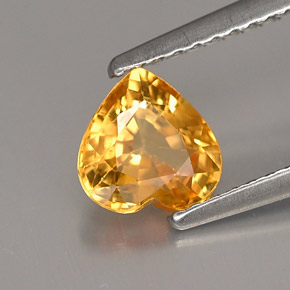 Saphir jaune naturelle forme de coeur, 1,03 ct, VS