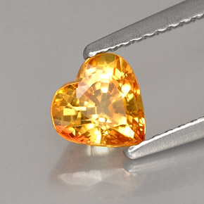 Saphir jaune naturelle forme de coeur, 1,04 ct, VS