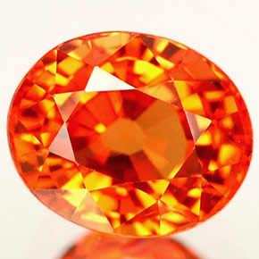 Saphir orange naturelle coupe ovale, 1,11 ct, VS