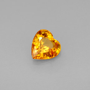 Saphir orange naturelle forme de coeur, 0,84 ct, VVS-VS