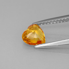Saphir orange naturelle forme de coeur, 0,84 ct, VVS-VS