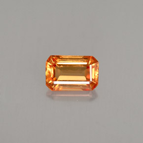 Saphir orange naturelle taille émeraude, 0,75 ct, VS
