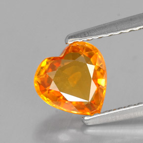 Saphir orange naturelle forme de coeur, 1,10 ct, VVS