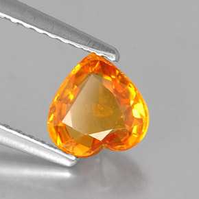Saphir orange naturelle forme de coeur, 1,10 ct, VVS