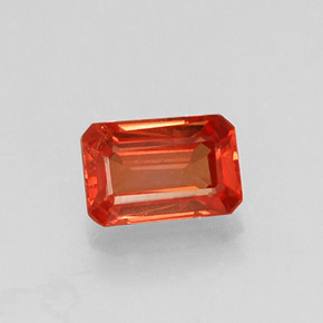 Saphir orange naturelle taille émeraude, 0,73 ct, VVS-VS