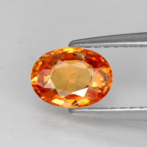 Saphir orange naturelle coupe ovale, 1,14 ct, VVS-VS
