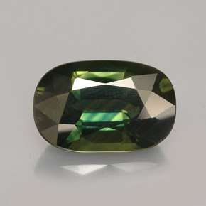 Saphir vert naturelle coupe ovale, 3,64 ct, VVS-VS