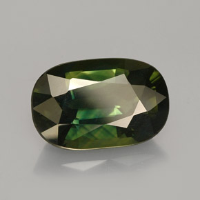Saphir vert naturelle coupe ovale, 3,64 ct, VVS-VS